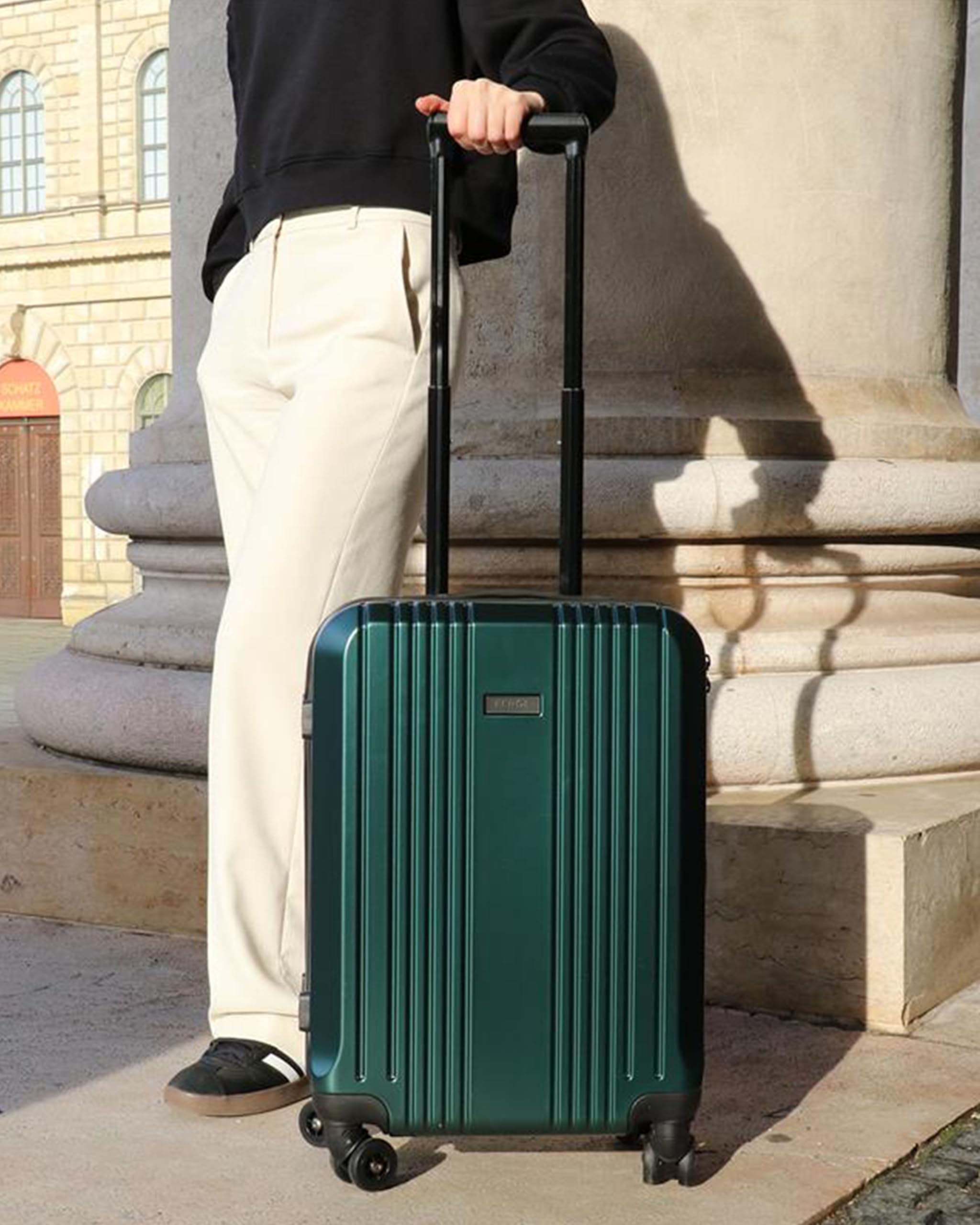 FERGÉ Cannes - Set di 3 valigie rigide, bagaglio a mano da 55 cm, L e XL, 4 ruote, 100% ABS e PC, verde, 3er Set, Set di valigie