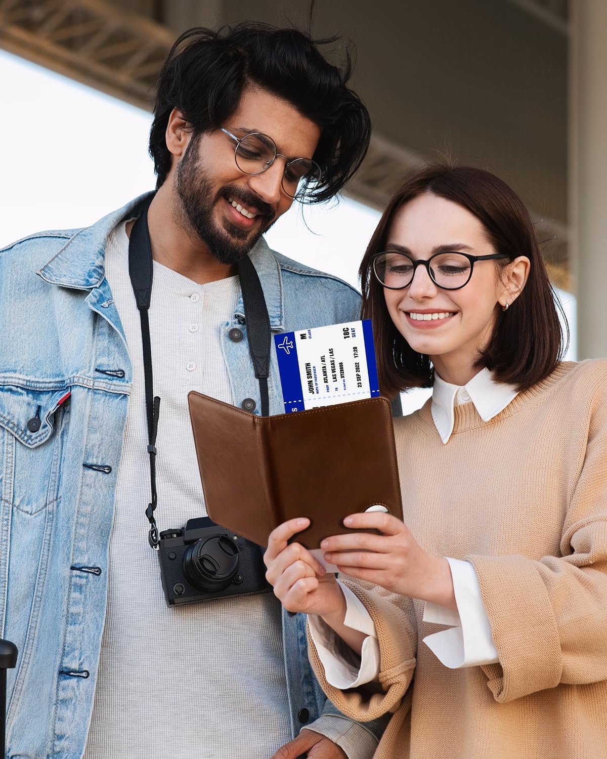 Passport Holder for Travel with AirTag Holder-Genuine Leather RFID Blocking Travel accessories with 6 Cards Slot&1ID Window,Magnetic Closure,Gift Box(Air Tag Not Included) - Image 5