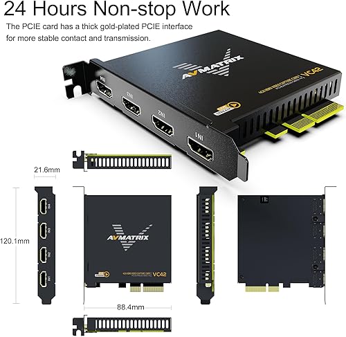 Miniatura 5 de AVMATRIX Tarjeta de captura interna 1080p60 4-PCI-E, transmisión y grabación con latencia ultrabaja en PS5, PS4 Pro, Xbox Series XS, Xbox One X, en