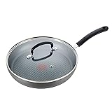 T-Fal Ultimate Hard Anodized Nonstick Fry Pan With Lid 10 Inch, Oven Broiler Safe 400F, Lid Safe 350F, Cookware, Kitchen, Home, Versatile Frying Pan, Skillet, Pots and Pans, Dishwasher Safe, Onyx 10-Inch Fry Pan With Lid