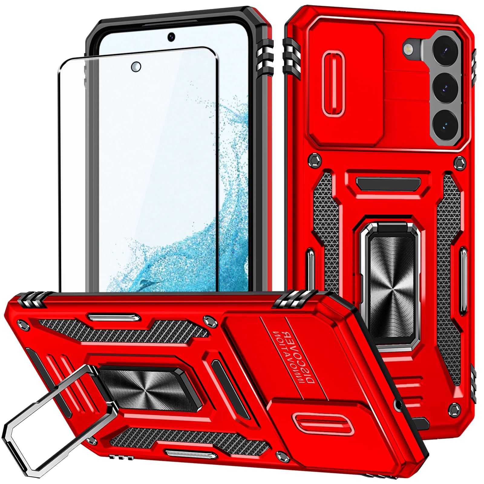 Samsung Galaxy S22 Case, Samsung S22 5G Case, Shockproof Crystal Clear Slim Soft Silicone TPU Protective Phone Cover for Samsung Galaxy S22 Red