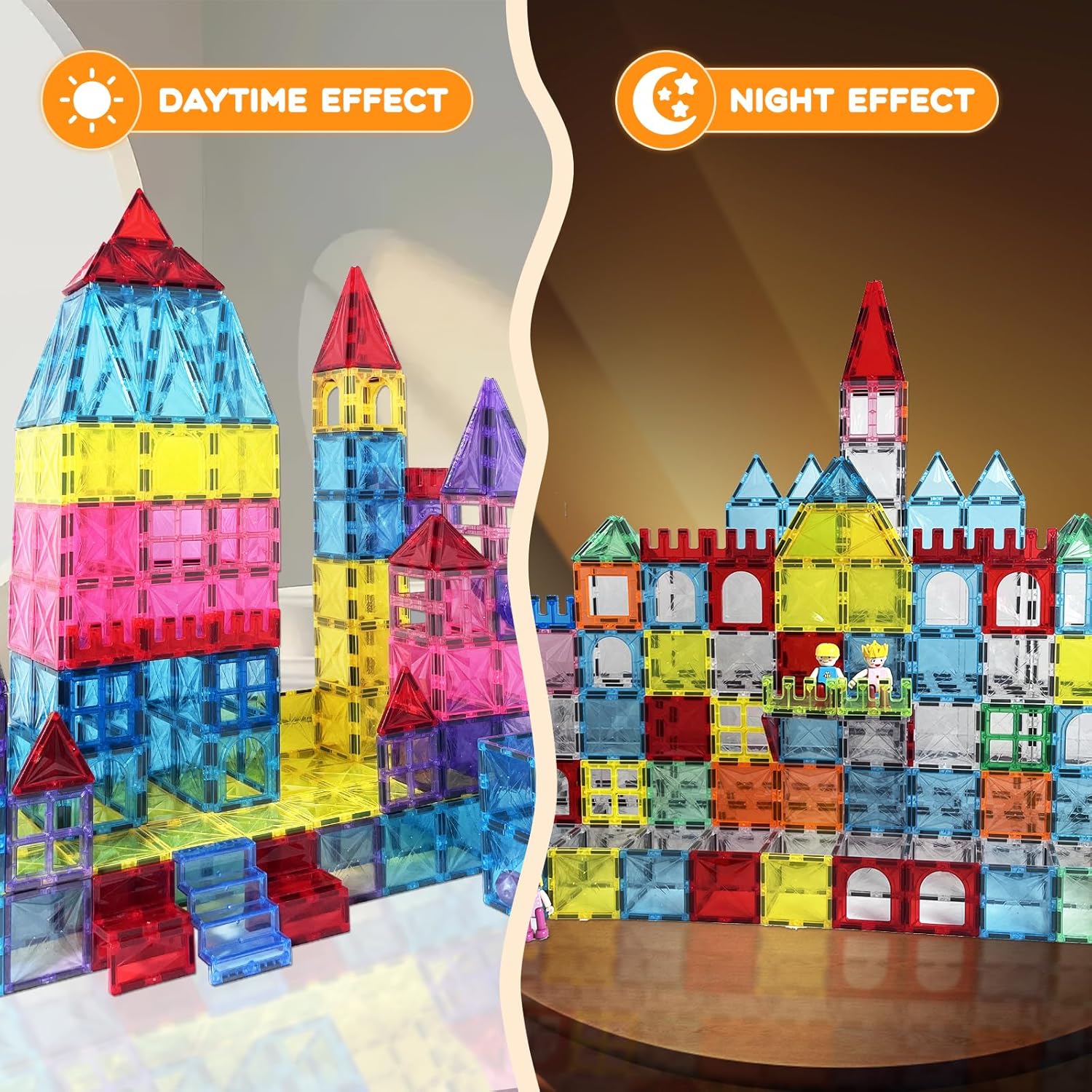 Magnetic Tiles, 130PCS Magnetic Blocks Set with 2 Cars, 4D Diamond Magnet Building Blocks, STEM Preschool Educational Magnet Toys Gift for Kids, Boys and Girls 3 4 5 6 7 8+ Year Old - Image 9