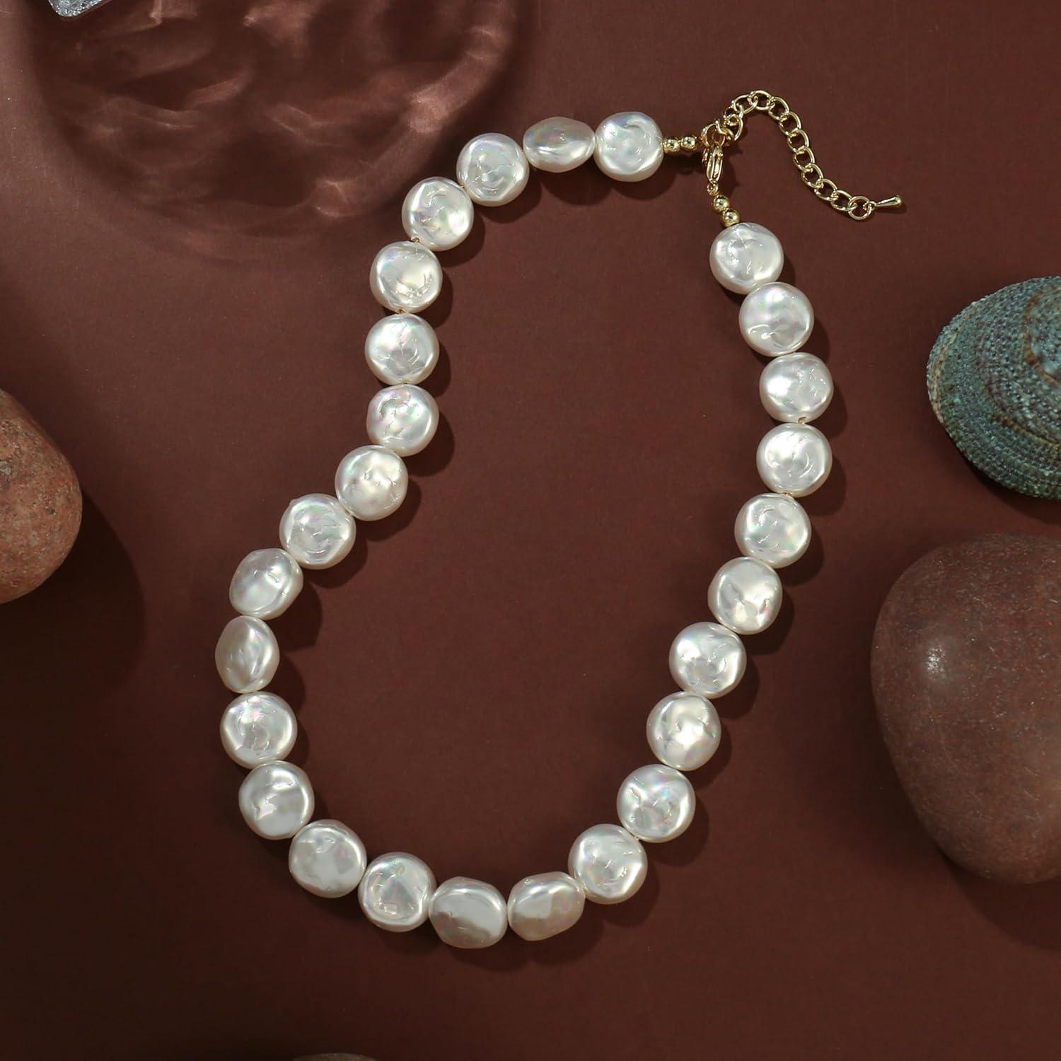 Chunky Pearl Choker Necklaces for Women,Irregular Pearl Beaded Choker Wedding Necklace Delicate Jewelry for Women Simple Bridesmaid Jewelry Gifts - Image 7