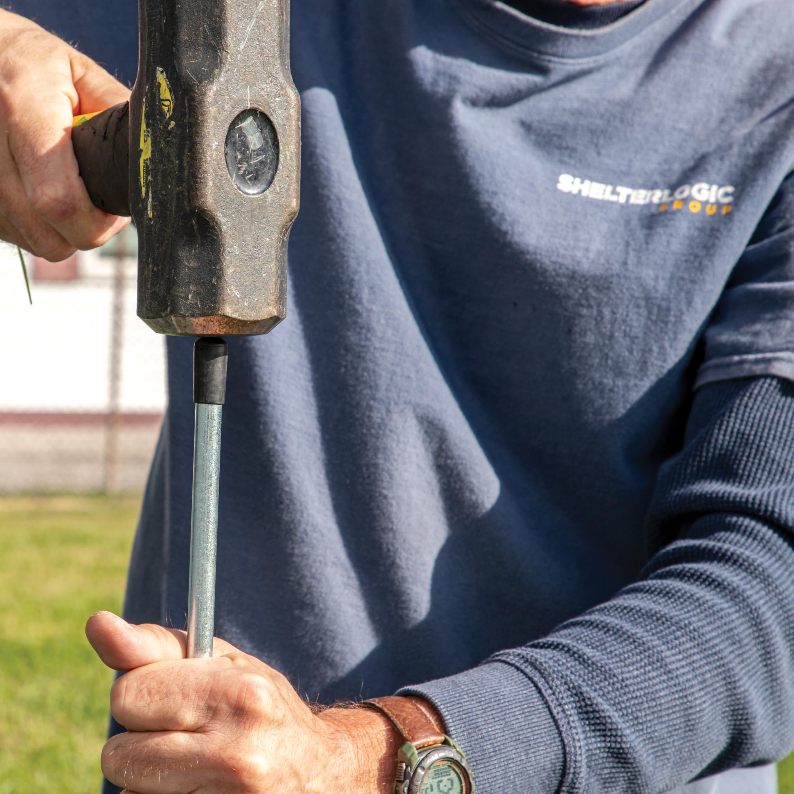 ShelterLogic Kit d'ancrage Easy Hook 4 pièces avec 4 colliers de serrage et tige d'entraînement 76,2 cm