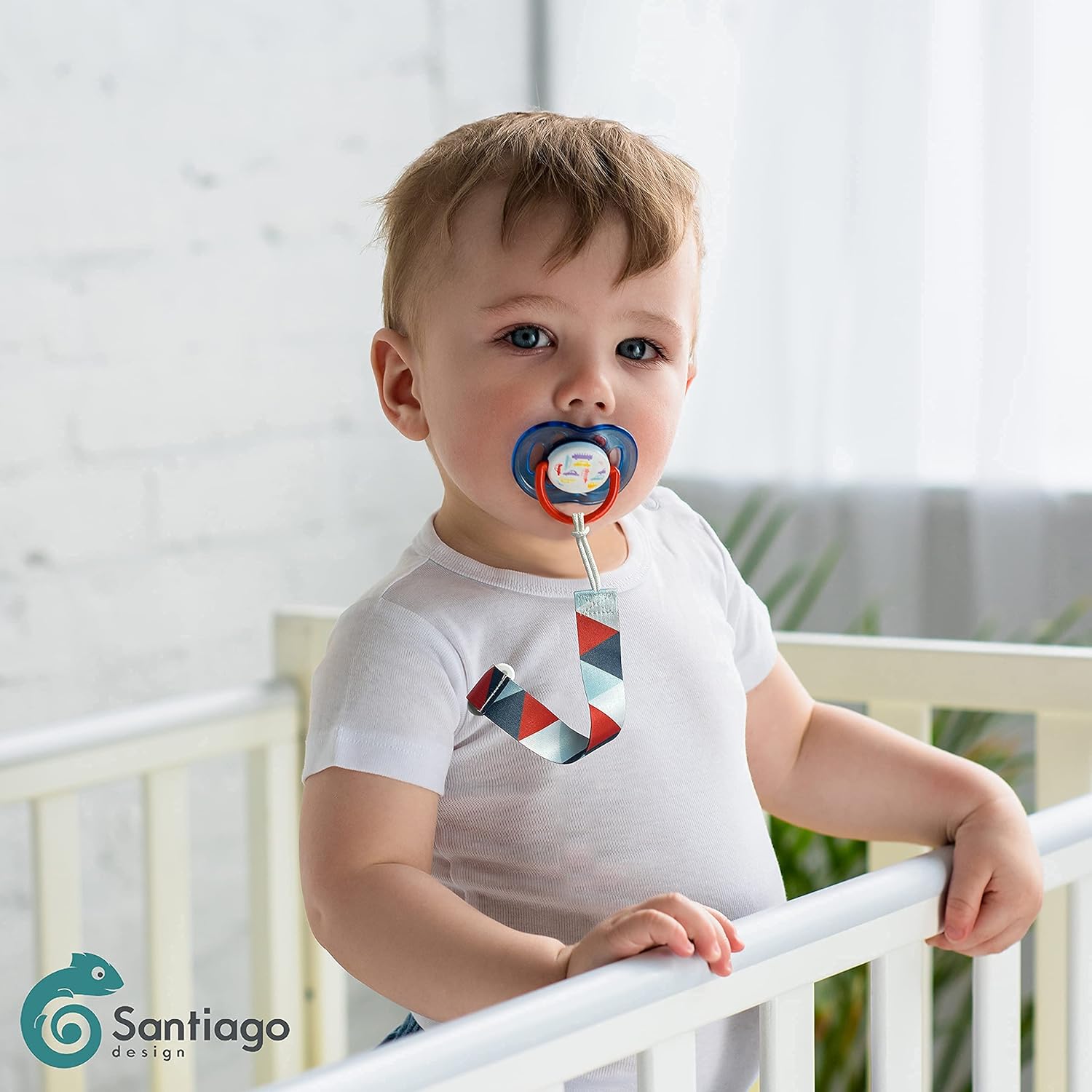 Santiago Design Baby Pacifier Clips Multi Color, 4 Pack Universal Holder Leash for Boys and Girls, Teething Toys Teethers, Baby Necessities : Baby