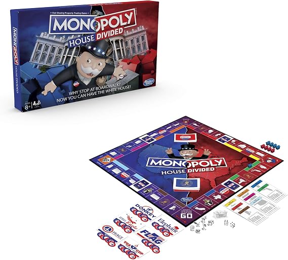 Monopoly House Divided Board Game: Elections and White House Themed Game; Board Game for Families and Kids Ages 8 and Up