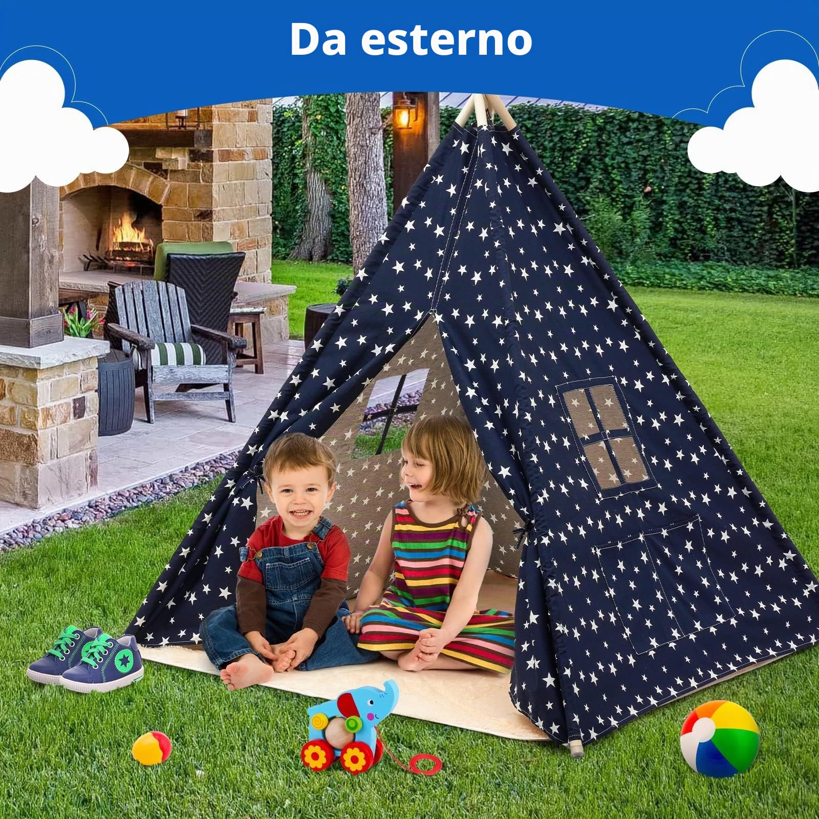 Tenda da Gioco per Bambini, Tenda Bambini Interno con Tappetino in Peluche, Casetta da Giardino, Angolo Accogliente Per La Cameretta Dei bambina, Regalo di Natale e Compleanno (120 x 120 x 150cm)