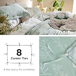 Bedsure Couverture de coudée Taille de la reine - Set de couverture de couettes pour enfants vert réversible & Adultes avec fermeture à glissière, 3 Pièces Botanical Pattern Bedding Set avec 2 Shams d'oreiller, Conforteur non inclus