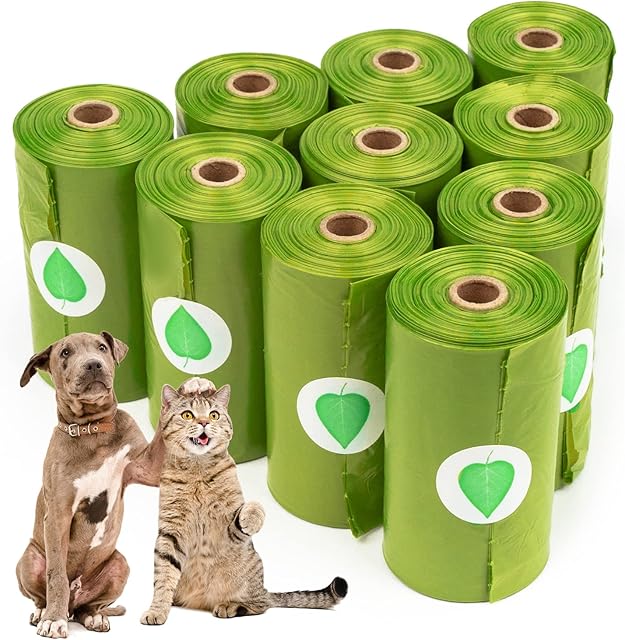 PuppyDoggy Dog Poop Bags (10 Rolls,13"x9") Biodegradable Waste Bags Work with Poop Bag Dispenser and Dog Leash Extra Thick Tear Resistant Leak Proof for Walking Travel (150 Bags, Army Green)