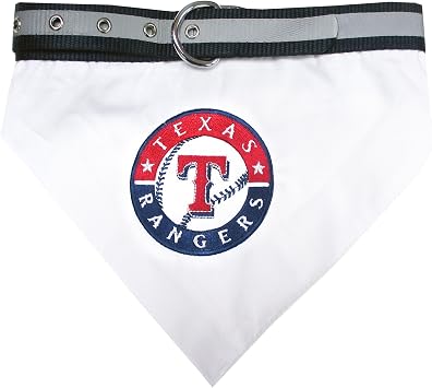 MLB Bandana - Texas Rangers Dog Bandana with Reflective & Adjustable Dog Collar, Medium