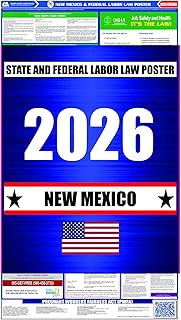 2026 New Mexico (NM) State Labor Law Poster - State, Federal and OSHA Compliant Laminated Poster - Ideal for Posting in The Workplace