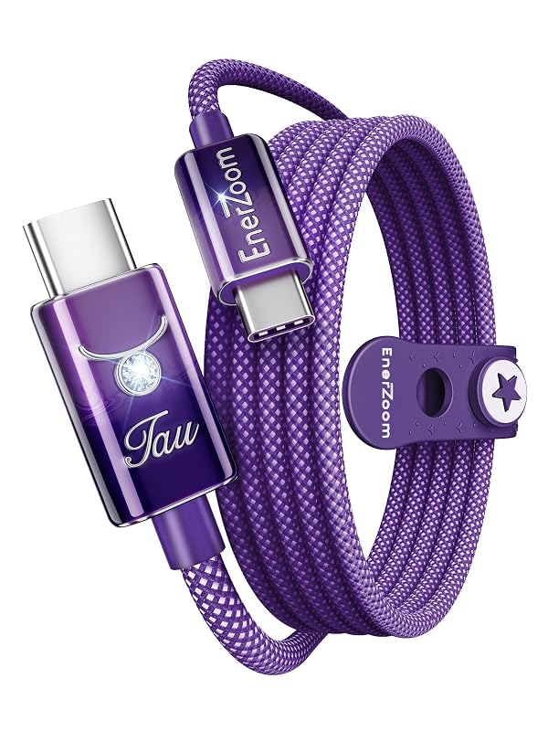 240W Zodiac USB C to USB C Cable,【Hand-Painted/50,000 Bends SGS Tested/Nylon Braided】 USB C Cable for iPhone, Samsung, MacBook, Unique Premium Gift Box, Astrology Gifts for Women, 3.3FT-Taurus by enerzoom - Used condition - US$15.63