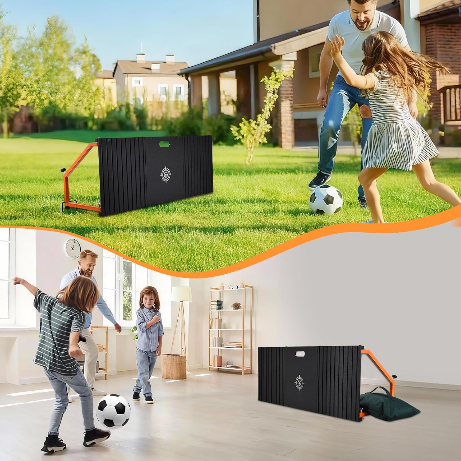 CAROD Soccer Rebounder Board, 40 X 16 Inch Portable Soccer Training Equipment, Two Rebound Angles, Equipped with Two Sandbags and Two Ground Stakes, Suitable for Soccer Passing and Shooting Drills