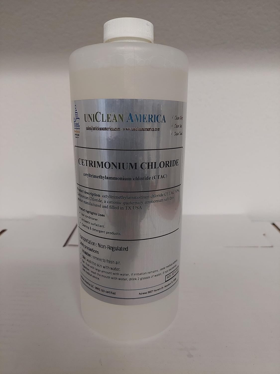 Cetrimonium Chloride - CETAC 30 - UniClean America - USA (Size: 16 fl oz)