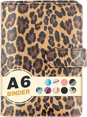 Miniatura 81 de Carpeta A5 recargable de piel sintética con 6 anillas, cubierta para cuaderno pequeño para papel de relleno A5, cubierta de planificador personal