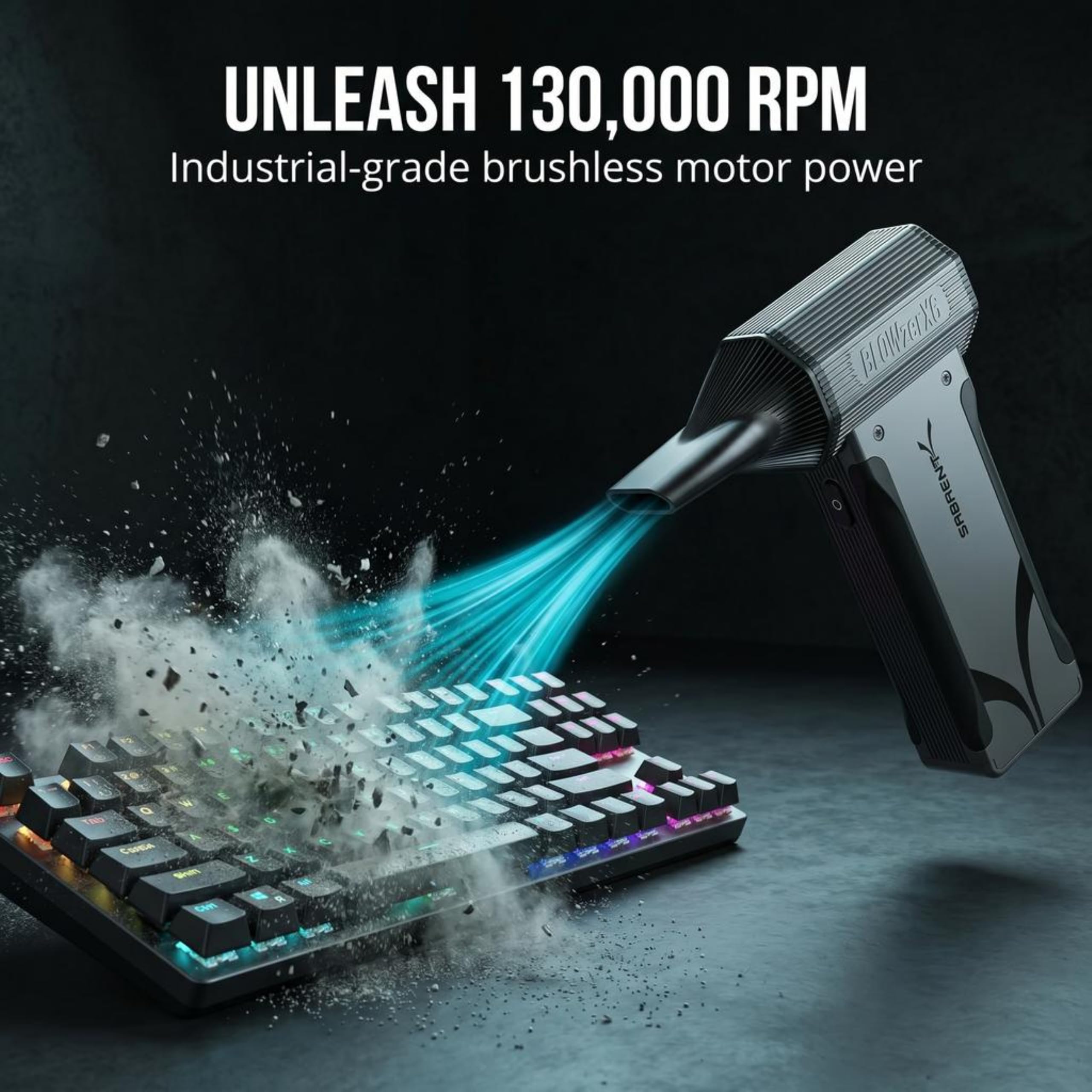 SABRENT Blowzer X6 Soplador de Aire Inalámbrico | 30.000 RPM, Soplador Aire Comprimido Eléctrico de Hasta 86 m/s para PC, Teclado y Automóvil, 100 Minutos Autonomía (TF-BZX6)