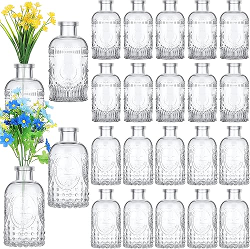 Juego de 24 jarrones pequeños de cristal para flores jarrones transparentes para centros de mesa mini jarrones mini botellas vintage para boda hogar