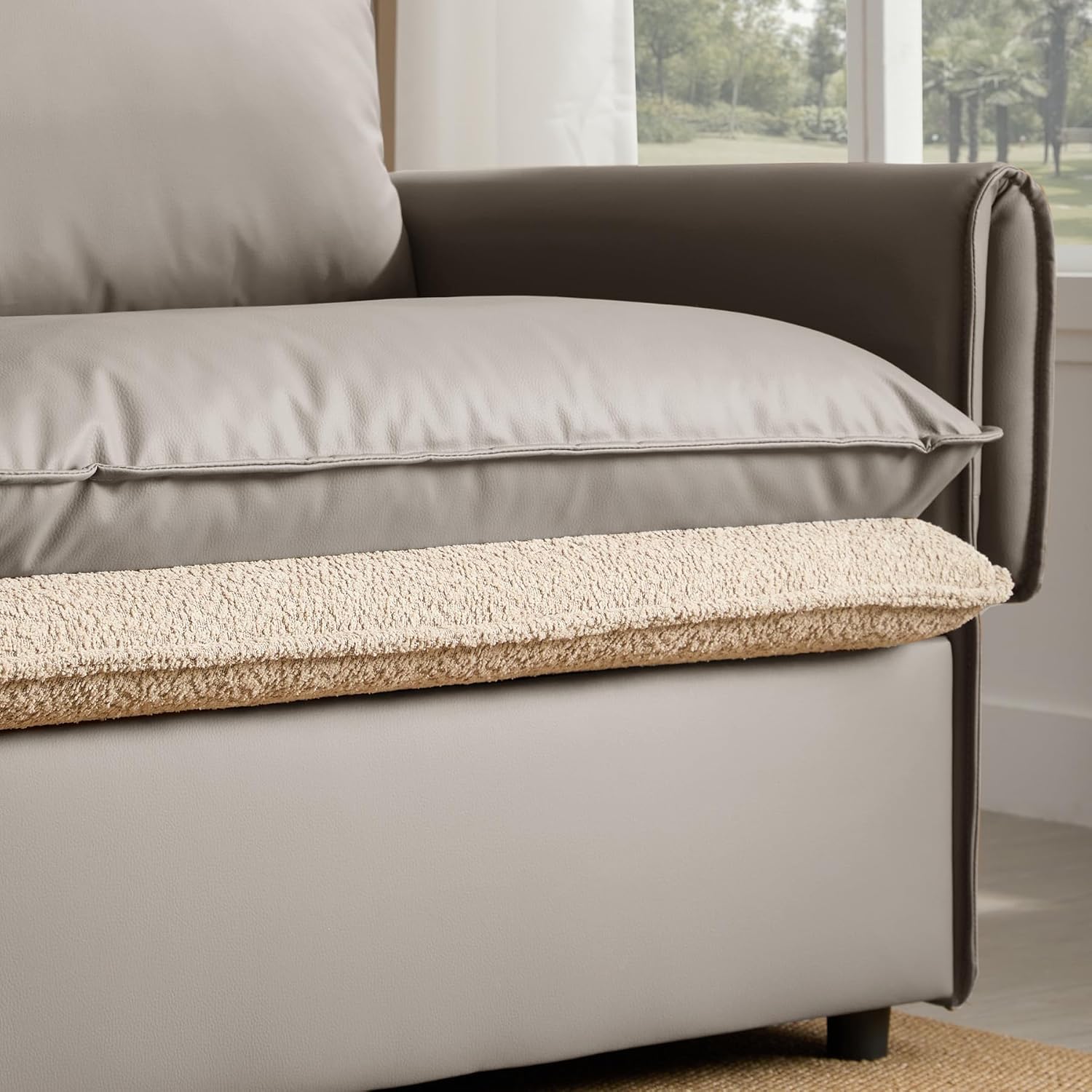 Oversized Leather Accent Chair, Modern Armchair Single Reading Chair Lounge Chair,43.1'' Wide, 23.4" Seat Deepth Comfortable Seating for Living Room Bedroom (Gray Leather 41.1" Width)