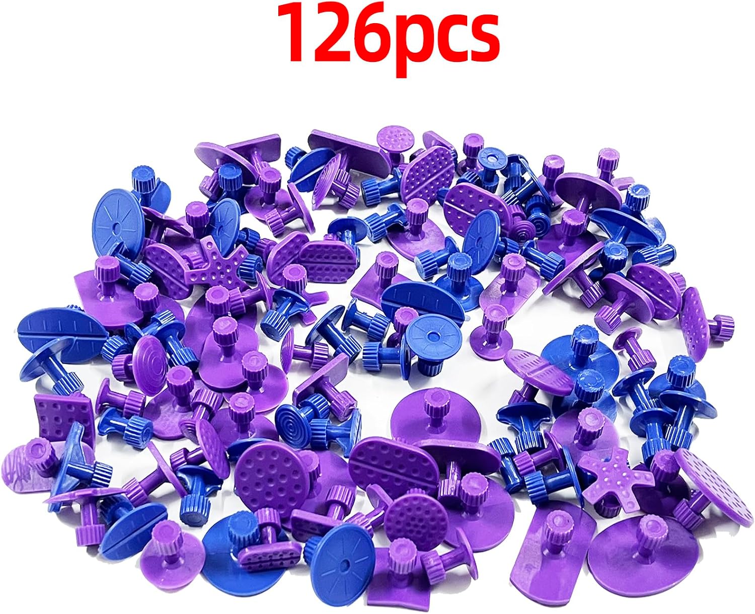 CYGOODS 126pcs Glue Tabs,Dent Puller Tabs,Car Body Dent Removal Pulling Tabs,Paintless Dent Repair Tool,for Automobile Dent Repair Hail Damage Removal Tools with Toolbox