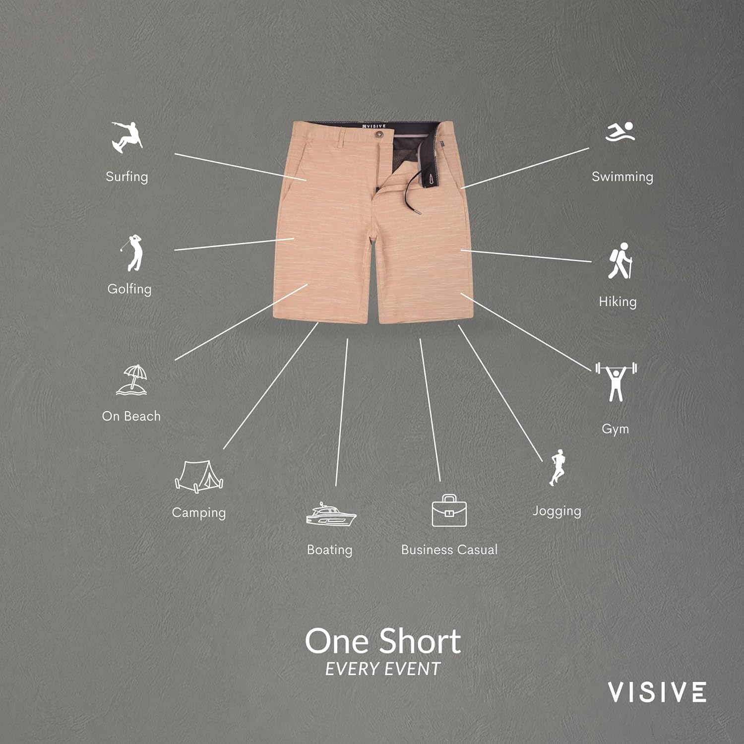 Visive Men’s All in One 4 Pack 9 Inch Hybrid Golf Shorts - Casual Flat Front Dress Shorts - Quick Dry Stretch - Image 6