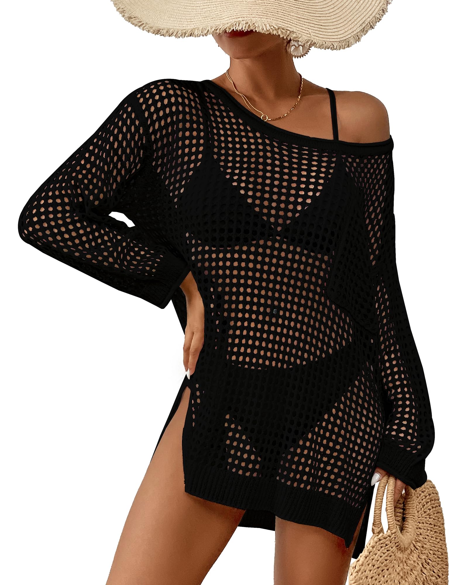 Bsubsach Button Down Swimsuit for Women Sweatshirt Dress with Ruffled Sleeves Beach Shirt-image-49