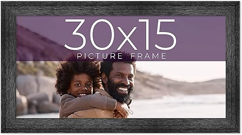 Marco de fotos negro de madera real de 30 x 15 pulgadas de ancho de 1.5 pulgadas  Profundidad del marco interior de 0.5 pulgadas  Marco de fotos