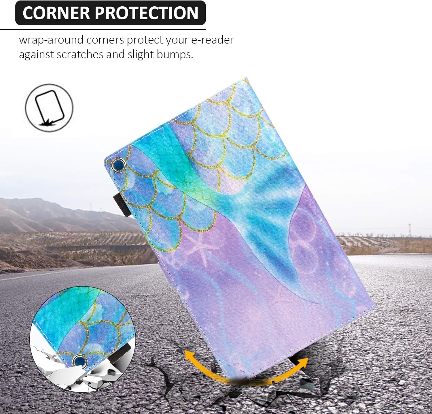 Dteck Case for All-New Fire HD 10 Tablet 10.1 Inch (9th/7th/5th Generation, 2019/2017/2015 Release) - Slim Premium PU Leather Folio Stand Magnetic Cover with Auto Wake/Sleep, Beautiful Mermaid