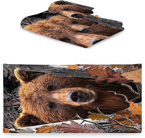 Miniatura 6 de Camo Buck Bear Forest - Juego de toallas de baño suaves y decorativas, 1 toalla de baño+1 toalla de mano+1 toallita absorbente para baño y ducha