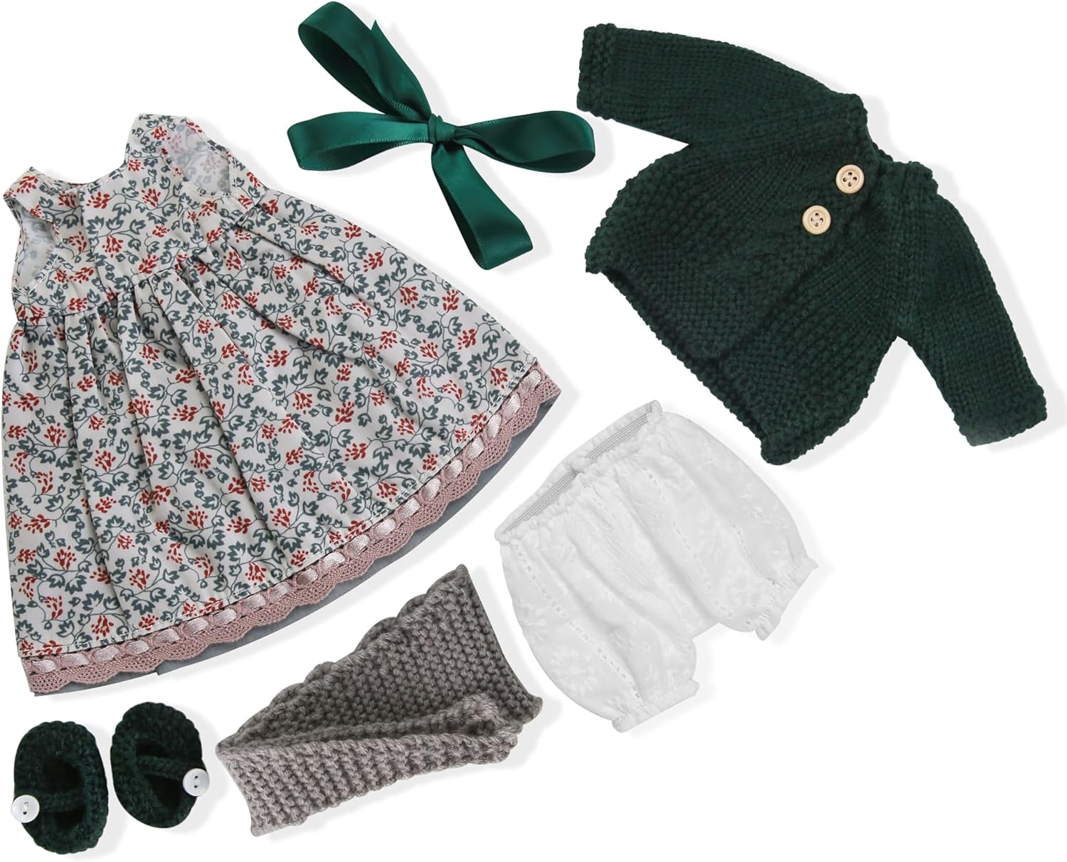 BlissfulPixie Handmade Waldorf Doll Clothes 12 inch Clothing Set with Pretty Box Girl Christmas Birthday Present-Diana's Clothes Accessories