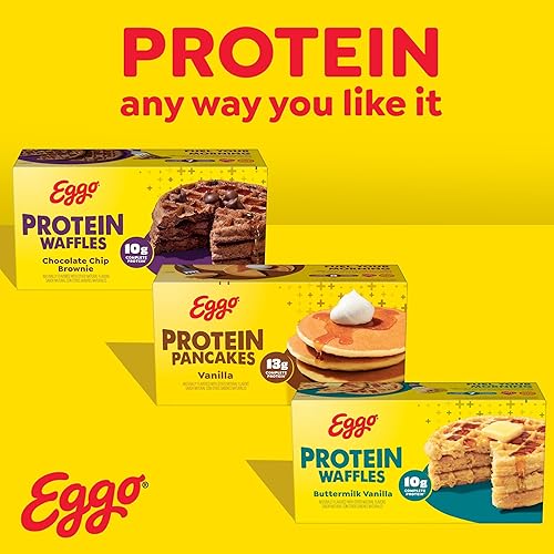 Miniatura 8 de Eggo Waffles proteicos totalmente cargados, desayuno congelado, 0.35 onzas de proteína, delicia de fresa, caja de 12.3 onzas (10 waffles)