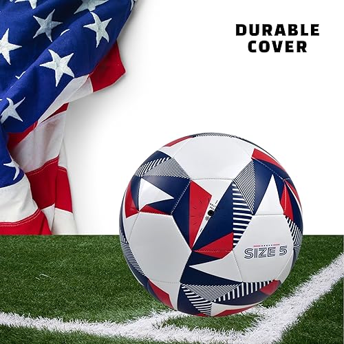 Miniatura 4 de GX USA - Balón de fútbol, talla 5, pelota de entrenamiento y partido, blancorojoazul