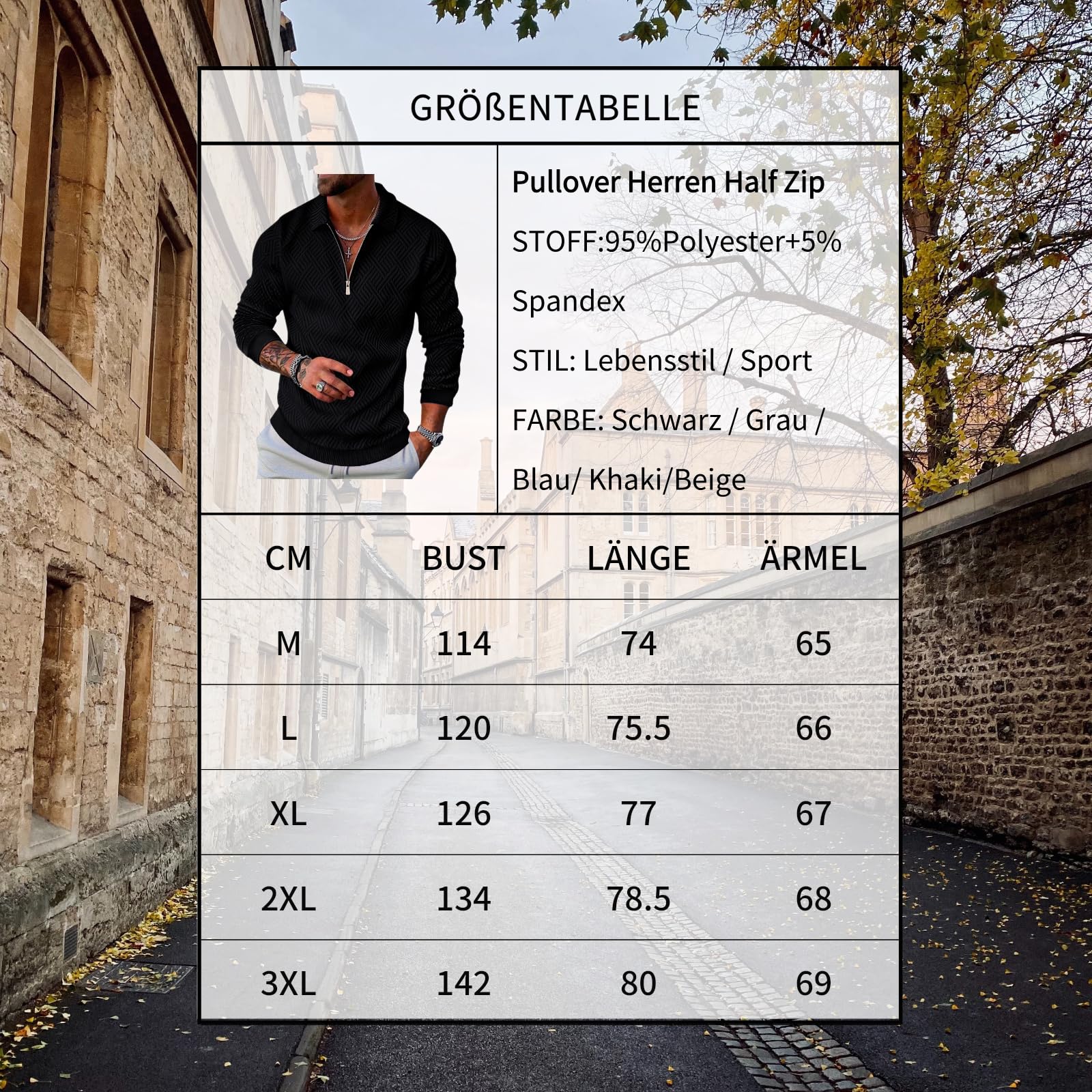 Pull Homme Hiver Zippé Sweat Shirt 1/4 Zip sans Capuche Polo Manches Longues Casual Sweatshirts M-3XL