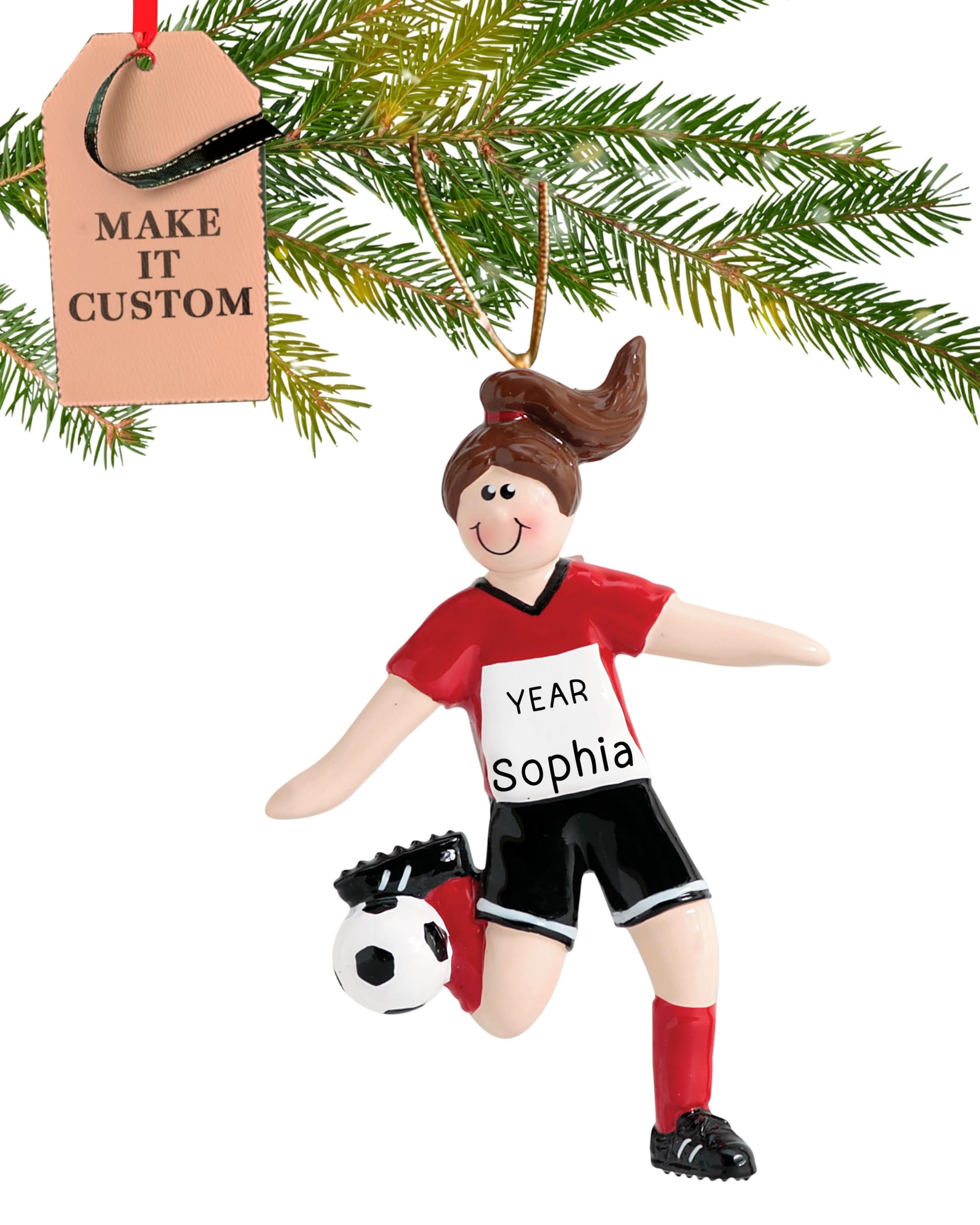 Holiday Traditions Girls Personalised Football Ornament 2025 – Fast & Free 24H Customisation – Sport Christmas Ornaments For Tree – Custom Gift Wrapped Keepsake For Soccer Players, Fans