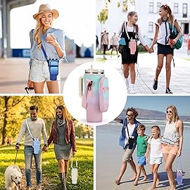 GOEWY Water Bottle Carrier Bag for Stanley 30oz Tumbler with Phone Pocket Water Bottle Holder with Strap Neoprene Water Bottle Pouch for Stanley Cup Accessories