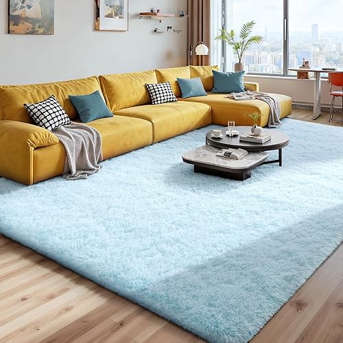 Miniatura 10 de Alfombra de Área Suave y Esponjosa Shag de 5 x 7 pies, Alfombra de Felpa Peluda Antipelusa para Dormitorio, Sala de Estar, Guardería, Habitación