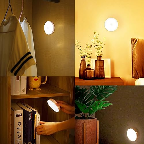 Miniatura 2 de Nurluce Luces nocturnas de baño, sensor de movimiento, paquete de 4 unidades, inalámbricas, de larga duración, adhesivas, no caídas, recargable,