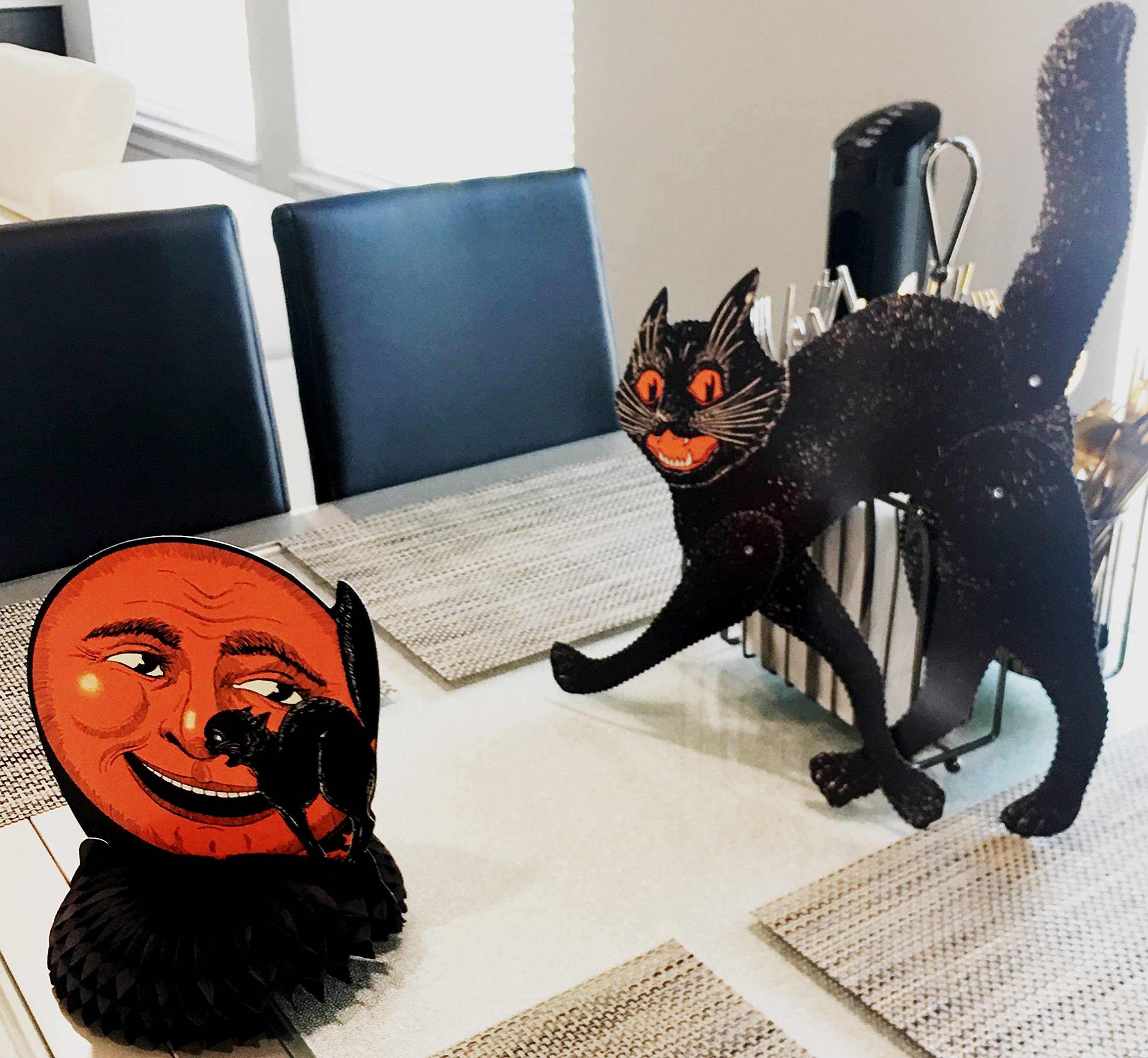 Dekoracje na Halloween 52 cm przegubowy kot i 24,8 cm zestaw centralny księżycowy