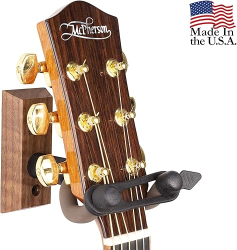 String Swing CC01KS Gitarrenhalterung Gitarrenhalter FA r die Wand GitarrenstA nder and Gitarrenwandhalter mit Sicherheitsgurt schwarze Walnuss