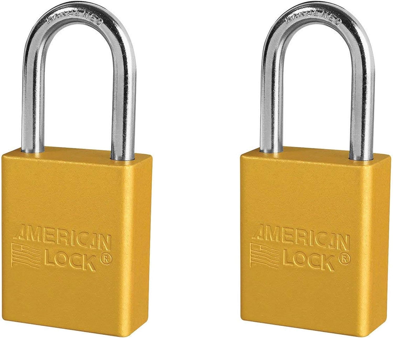 American Lock - A1106YLW Padlock Keyed, Aluminum, Yellow (Two Pack, Aluminum)