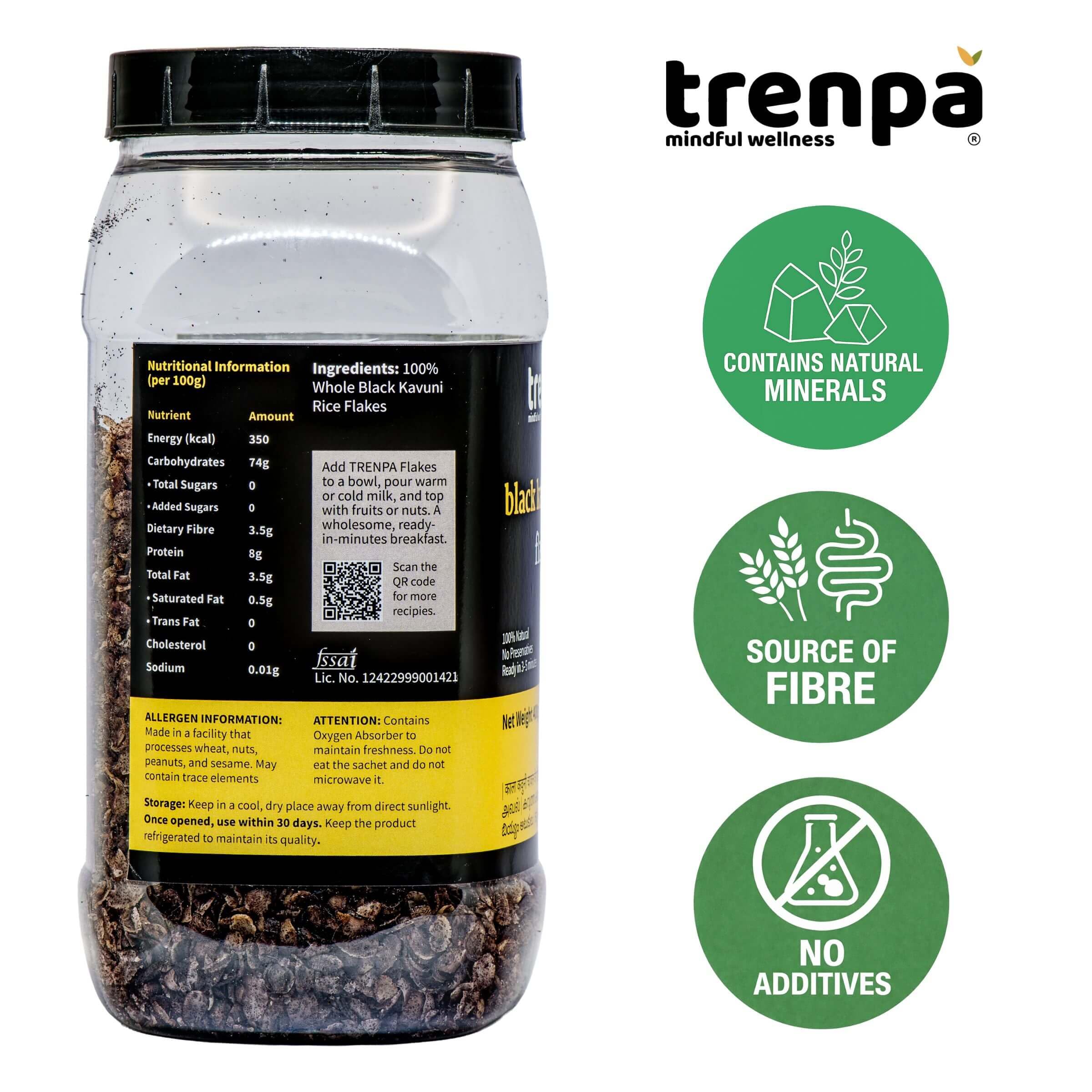 TRENPA Black Kavuni Rice Flakes 400g | Whole Grain | Easy Breakfast & Meal Flakes 1
