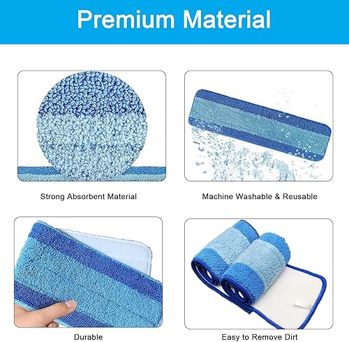 Miniatura 3 de MZY LLC 6 almohadillas de limpieza de microfibra para Bona, almohadillas lavables y reutilizables para limpiador de suelos de madera dura Bona,