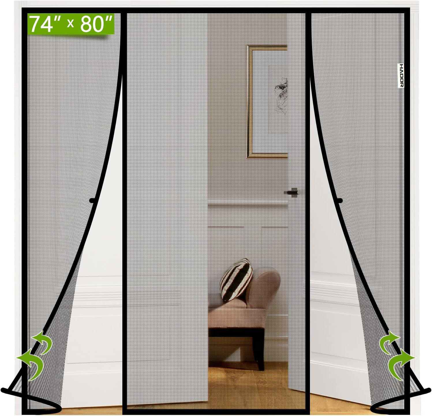 HADOR Screen Door Mesh with Super Strong Fit Door Size 74" X 80", Mesh Size 76