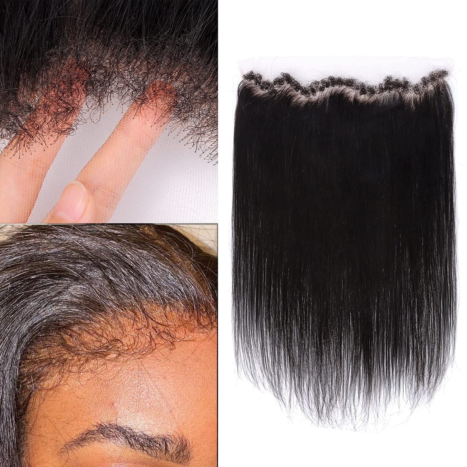 MYSHINYWIGS 13x4 Real HD Lace Frontal, Melt Hd Frontal Closure with Natural 4C Baby Hair Pre Bleached Knots Straight Hd Frontal Pre Plucked Frontal Human Hair Clean Hairline Frontal Closure 20 Inch