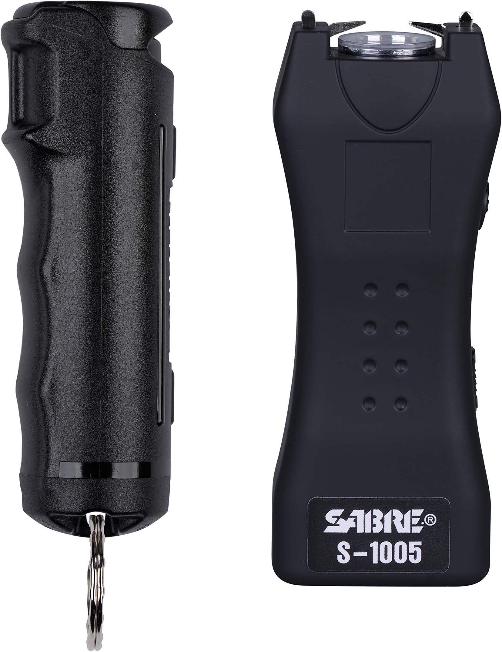 SABRE Pepper Spray & 2-in-1 Stun Gun with Flashlight, Self Defense Kit, Fast Flip Top Safety, Finger Grip for Better & Faster Aim, Painful 1.60 µC Charge, 120 Lumen LED Light, Rechargeable, 0.54 fl oz