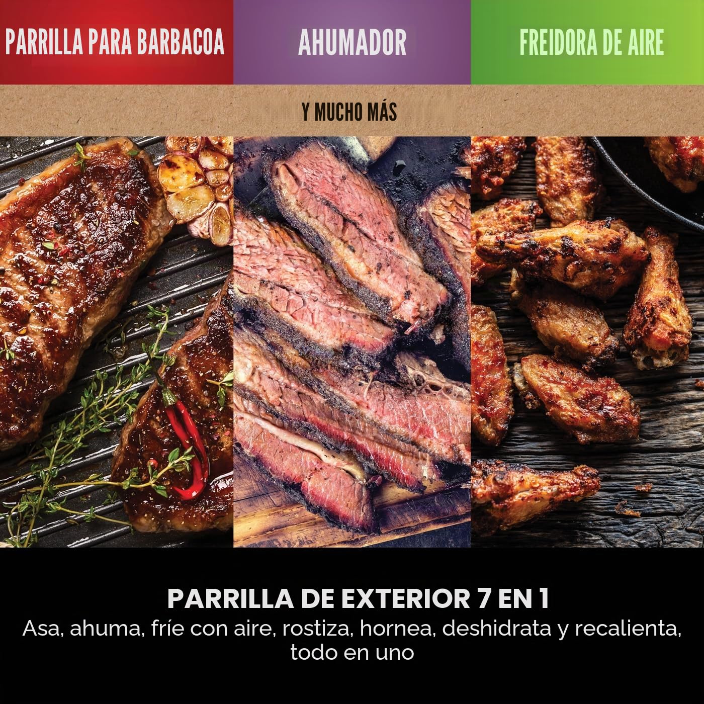 Ninja OG701UK Woodfire Electric BBQ Grill & Smoker, 7-en-1 Parrilla al aire libre y freidora de aire, asado, hornear, deshidratados, uso Woodfire Pellets, Resistente a la intemperie, Antiadherente,