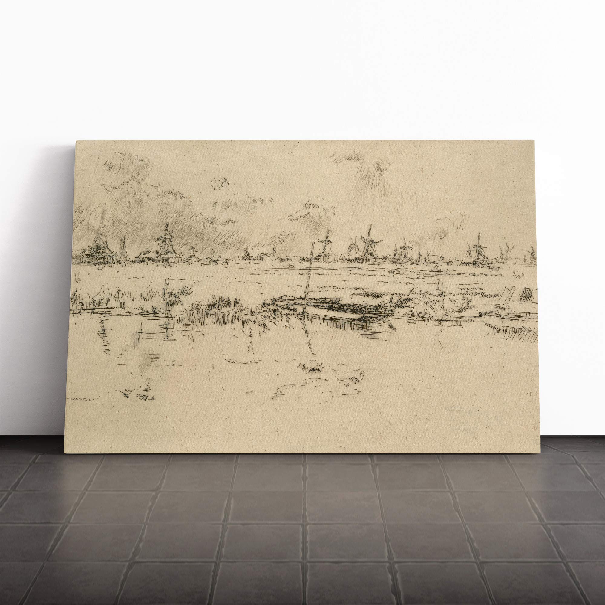 James McNeill Whistler Zaandam The Netherlands Canvas Print | Gallery Wrapped 30mm Frame Wall Art | 30x20 inches | Ready to Hang | Modern Picture | Living Room Bedroom Lounge Office