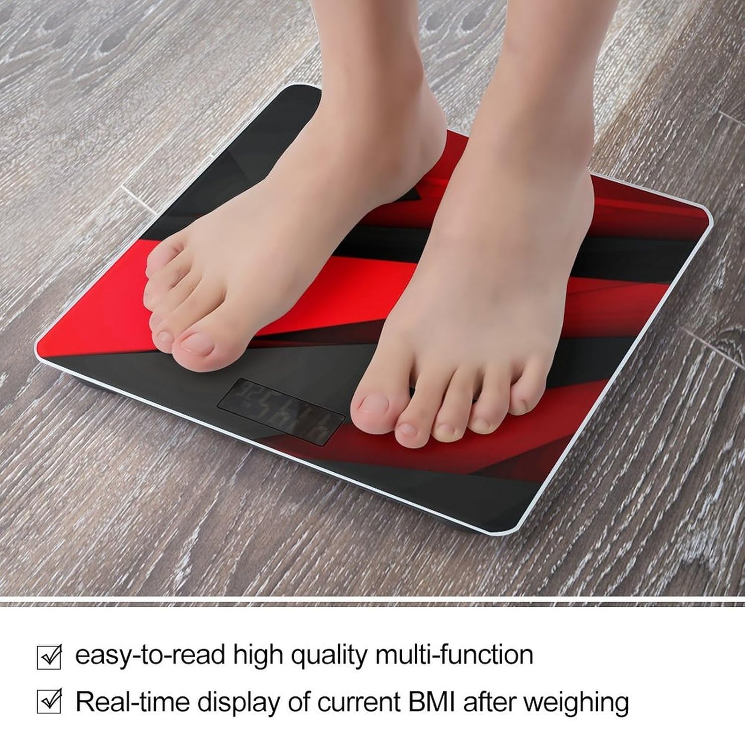 Red Black Weight Scale,Clear LED Display Bathroom Digital Weighing Scale,Tempered Glass Digital Bathroom Scale for Body Weight Capacity Up to 400 Lbs