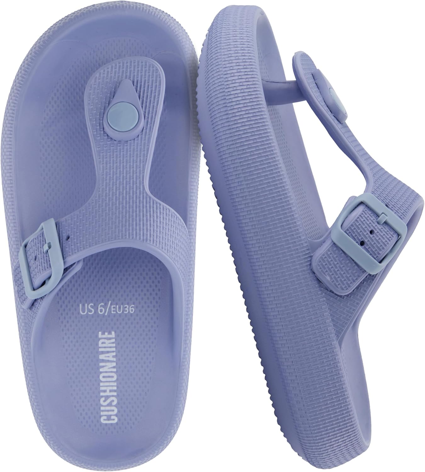 CUSHIONAIRE Women's Flo thong recovery cloud pool slide sandal with +Comfort