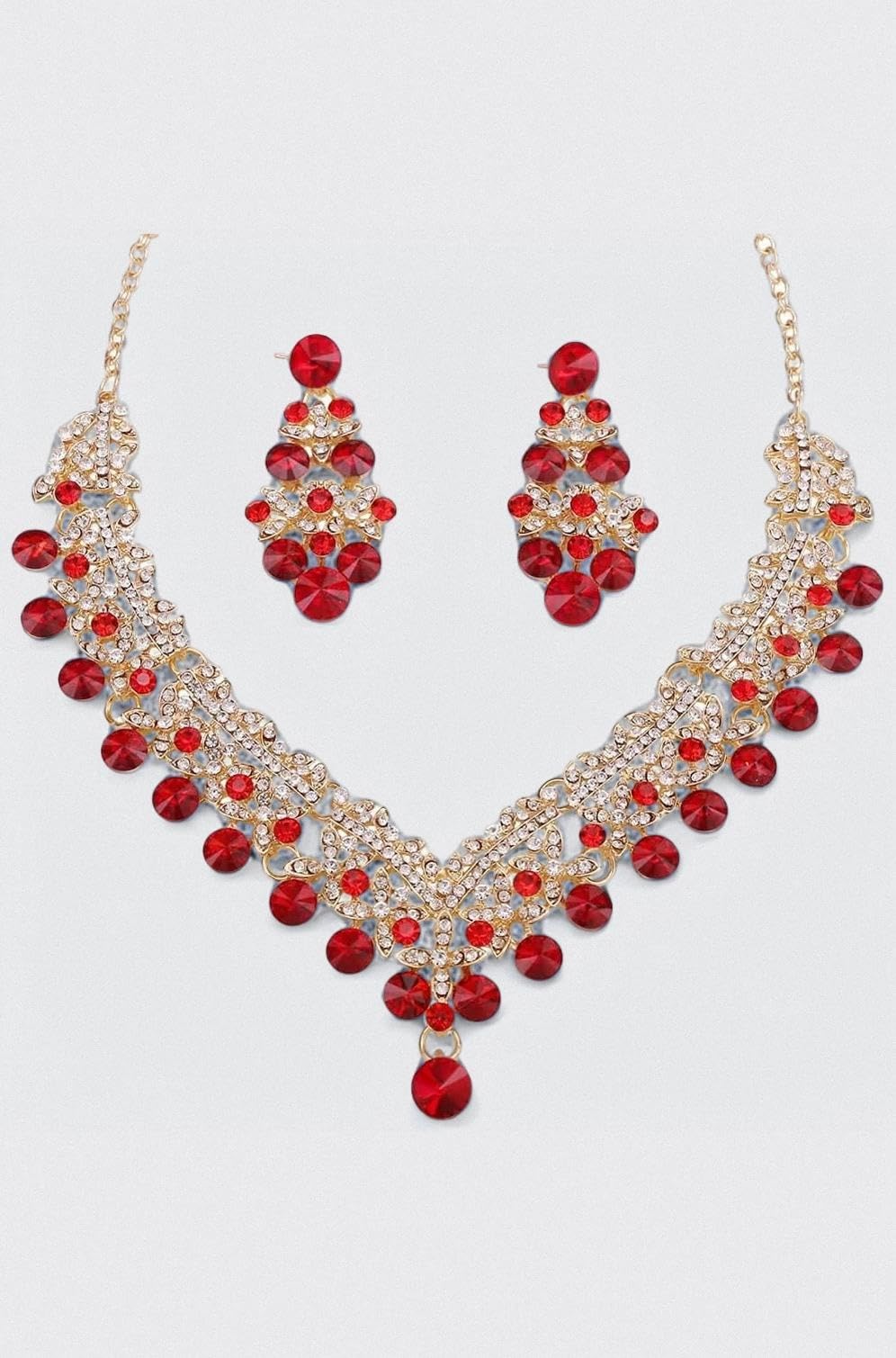 Latest Stylish Design Fancy Wedding Party Crystal Diamonds Necklace Jewellery Set for Women