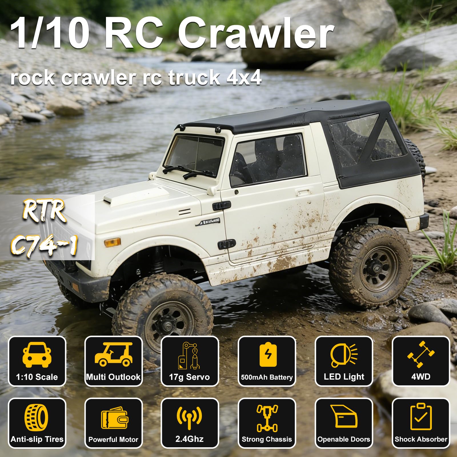 Amazon.com: Skymaker WPL C74-1 1/10 RC Crawler | Suzuki Jimny 4WD